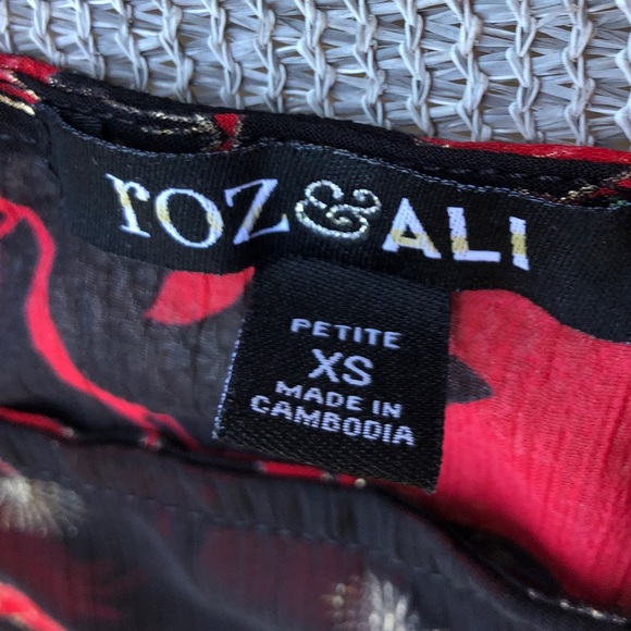 Roz & Ali Petite XS Sheer Blouse with Metallic Accents - Picture 13 of 16